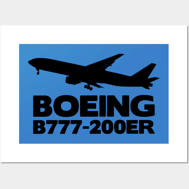 Boeing B777-200ER Silhouette Print (Black) Wall Art by TheArtofFlying